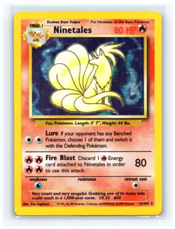 💥 Ninetales Holo Base Set 12/102 Pokemon TCG Unlimited Rare 1999 Vintage Card - Image 1