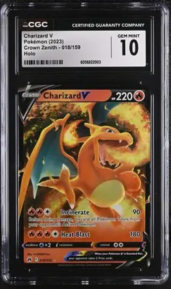 🔥🔥🔥 CGC 10 Gem Mint Charizard V 018/159 Crown Zenith Pokemon Card - Image 1