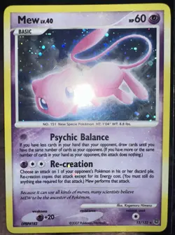 Mew 15/132 Holo Secret Wonders (2007) Pokemon TCG Card Diamond & Pearl Rare (LP) - Image 1