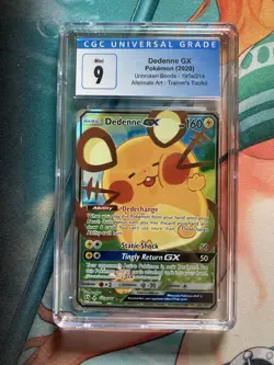 Pokemon TCG Dedenne GX Holo Ultra Rare Card Unbroken Bonds 195a/214 CGC 9 - Image 1