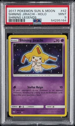2017 POKEMON SUN & MOON SHINING LEGENDS #42 SHINING JIRACHI-HOLO PSA 9 - Image 1