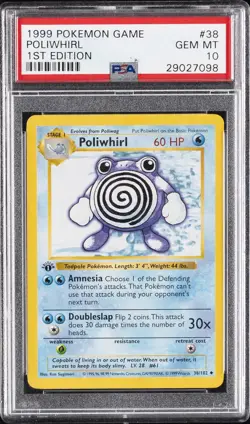 1999 POKEMON BASE SET 1ST EDITION #38 POLIWHIRL PSA 10 - Image 1