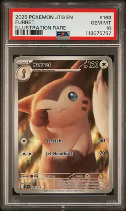 2025 POKEMON JTG EN-JOURNEY TOGETHER ILLUSTRATION RARE #168 FURRET PSA 10 - Image 1
