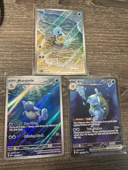 Pokemon 151 Scarlet Violet Squirtle Wartortle Blastoise Lot of 3 Rare 200/165 - Image 1