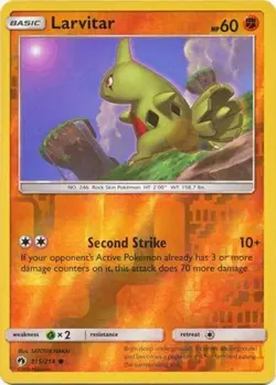 LP Pokemon Larvitar - 115/214 - Common - Reverse Holo Lightly Played Lost Thunde - Image 1