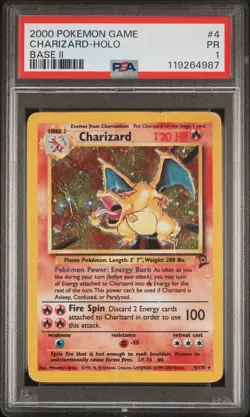 2000 POKEMON BASE SET 2 #4 CHARIZARD-HOLO PSA 1 - Image 1