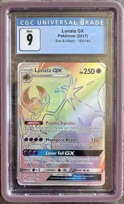 CGC 9 MINT 2017 POKEMON SUN & MOON SECRET 153/149 FULL ART LUNALA GX - Image 1