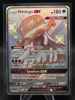 2019 Pokemon Hidden Fates #SV62/SV94 Nihilego GX Shiny Vault Full Art Ultra Rare - Image 1