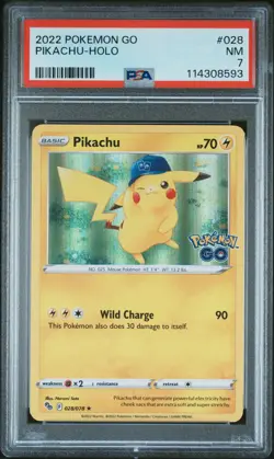 2022 POKEMON GO #028 PIKACHU-HOLO PSA 7 - Image 1