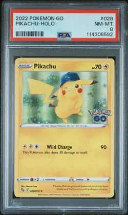 2022 POKEMON GO #028 PIKACHU-HOLO PSA 8 - Image 1