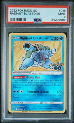 2022 POKEMON GO #018 RADIANT BLASTOISE PSA 9 - Image 1