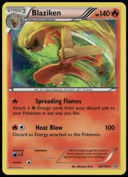 Blaziken 28/160 XY Primal Clash Holo Rare Pokemon Card Near Mint-1 - Image 1