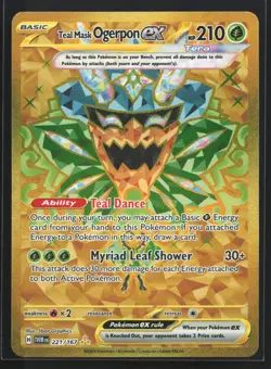 Pokemon Teal Mask Ogerpon ex 221/167 Twilight Masquerade Gold Hyper Rare Holo NM - Image 1
