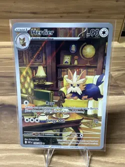 Pokemon White Flare Illustration Rare Herdier 155/086 Pokemon TCG NM - Image 1