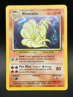 Ninetales 12/102 Holo Rare Base Set Unlimited Pokemon 1999 WOTC Vintage NM - Image 1