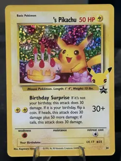 Birthday Pikachu Holo 24 Celebrations Classic Collection Pokemon 2021 NM - Image 1