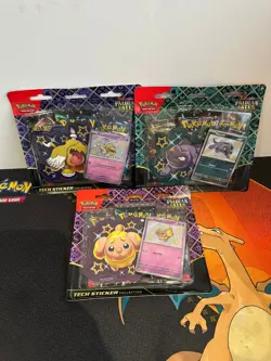 Pokemon Paldean Fates Tech Sticker Collection 3 Pack Blister X3 - Image 1