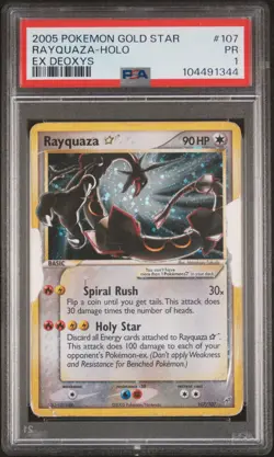 2005 POKEMON EX DEOXYS GOLD STAR #107 RAYQUAZA-HOLO PSA 1 - Image 1