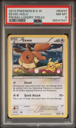 2013 POKEMON B&W PROMO LEGEND TREASURES #BW97 EEVEE-HOLO PSA 8 - Image 1