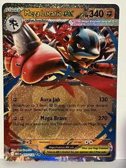 Mega Lucario ex - 077/132 ME01: Mega Evolution NM Pokemon Fast Shipping - Image 1