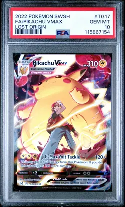 2022 POKEMON SWORD & SHIELD LOST ORIGIN #TG17 FULL ART/PIKACHU VMAX PSA 10 - Image 1