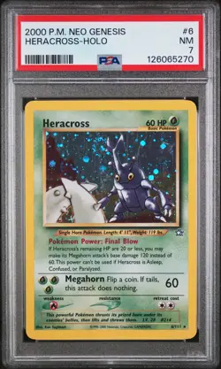 2000 Pokemon Neo Genesis Heracross #6 PSA 7 - Image 1