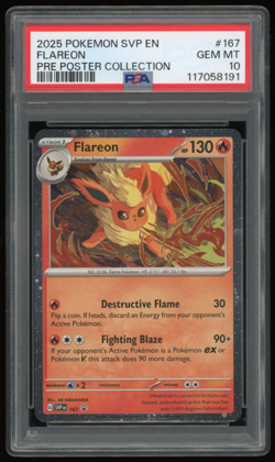 2025 POKEMON BLACK STAR PROMO PRE POSTER COLLECTION SVP 167 FLAREON PSA 10 - Image 1