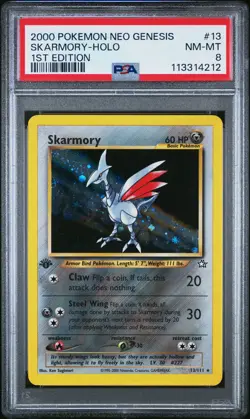 2000 POKEMON NEO GENESIS 1ST ED #13 SKARMORY-HOLO PSA 8 - Image 1