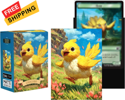 100 MTG Card Sleeves with 100 Inner Sleeve, Textured Back Art Cute Chocobo2 - Image 2