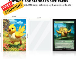 100 MTG Card Sleeves with 100 Inner Sleeve, Textured Back Art Cute Chocobo2 - Image 3