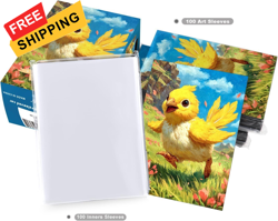 100 MTG Card Sleeves with 100 Inner Sleeve, Textured Back Art Cute Chocobo2 - Image 5