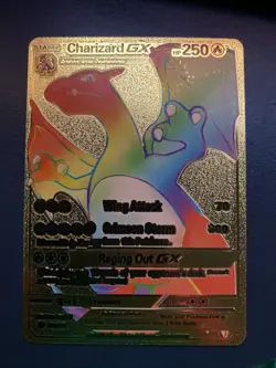 RARE RAINBOW Charizard GX Gold Foil Pokemon Card MINT CONDITION - Image 1
