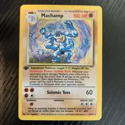 Machamp 8/102 1st Edition Holo Rare Base Set Pokemon Card MP - Image 2
