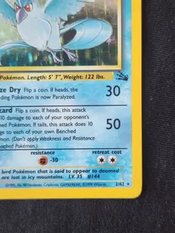 1st Edition Articuno 2/62 Fossil Holo Vintage Tcg Pokemon Card Nm- Clean Holo - Image 3