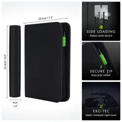 4 Pocket Trading Card Binder, 160 Cards, Exo-Tec, 20 Side-Loading Pages, Black - Image 2