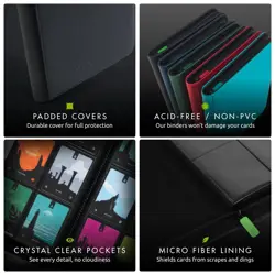 4 Pocket Trading Card Binder, 160 Cards, Exo-Tec, 20 Side-Loading Pages, Black - Image 5