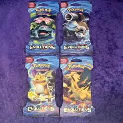 4x Pokemon XY Evolutions Sleeved Booster Packs Art Set Factory Sealed Blister - Image 1