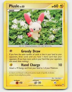 2009 Pokemon, Supreme Victors, #76/147 Plusle, Uncommon (b) - Image 1