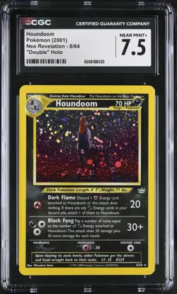 Pokemon CGC 7.5 Houndoom Holo - Neo Revelation Unlimited 8/64 - Double Holo - Image 1