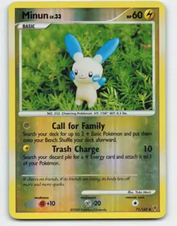 2009 Pokemon, Supreme Victors, #71/147 Minun, Reverse Holo Uncommon - Image 1