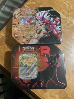 Pokemon Glory Team Rocket Persian Tin And Koraidon Tin Factory Sealed - Image 1