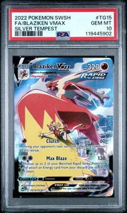 PSA 10 Blaziken Vmax TG15 Pokemon Sword Shield Silver Tempest Trainer Gallery - Image 1