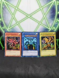 Yugioh Egyptian God Cards Slifer Obelisk Ra YGLD Ultra Set Limited NM - Image 1
