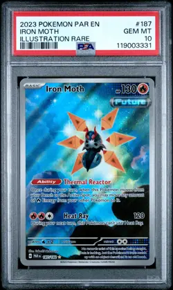 2023 Pokemon Paradox Rift Illustration Rare Iron Moth #187 PSA 10 - Image 1