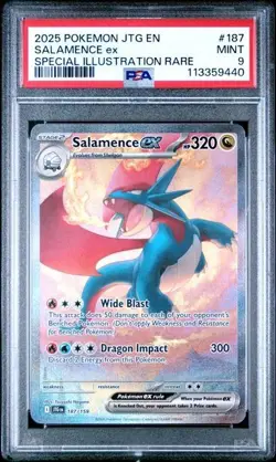 2025 POKEMON JOURNEY TOGETHER SPECIAL ILLUSTRATION RARE #187 SALAMENCE EX PSA 9 - Image 1