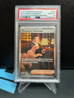 GIOVANNI'S CHARISMA 2023 Pokemon Mew EN-151 Special Illustration Rare 204 PSA 10 - Image 1
