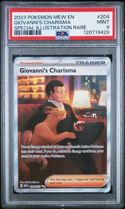 PSA 9 MINT Giovanni's Charisma 204/165 Sv: Scarlet & Violet 151 Holo Pokemon - Image 1
