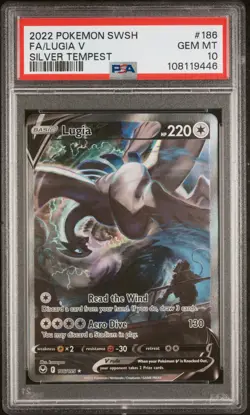 2022 POKEMON SWORD & SHIELD SILVER TEMPEST #186 FULL ART/LUGIA V PSA 10 - Image 1