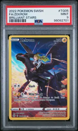 2022 POKEMON SWORD & SHIELD BRILLIANT STARS #TG05 FULL ART/ZEKROM PSA 9 - Image 1