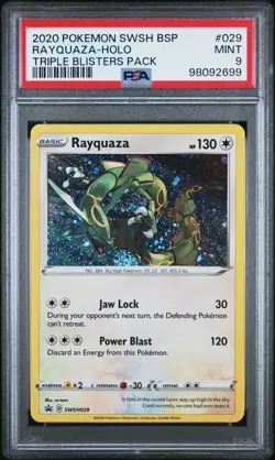 2020 POKEMON SWSH BLACK STAR PROMO TRIPLE BLISTERS PACK #029 RAYQUAZA-HOLO PSA 9 - Image 1